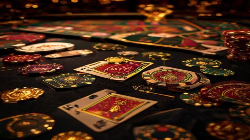 Minh họa bàn baccarat và các cửa cược Banker Player Tie